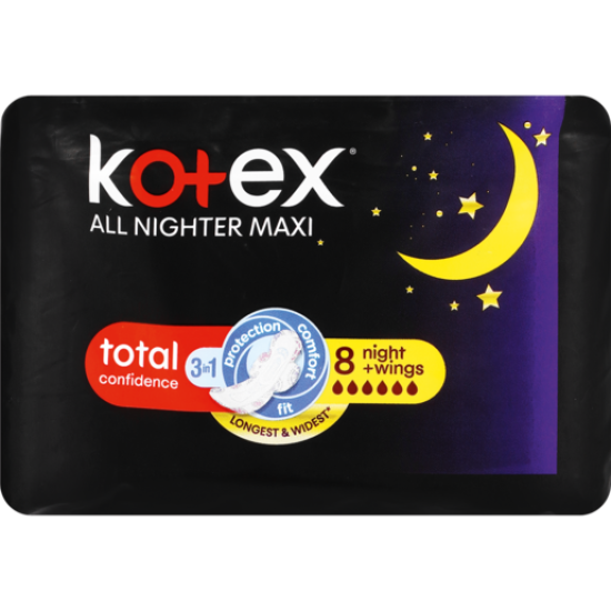 KOTEX ALL NIGHTER SANITARY TOWELS 8EA